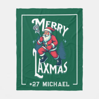 Grüne Merry Laxmas Personalisierte Lacrosse Weihna Fleecedecke