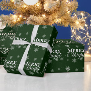 Grüne Merry und helle Schneeflocken Weihnachten Geschenkpapier