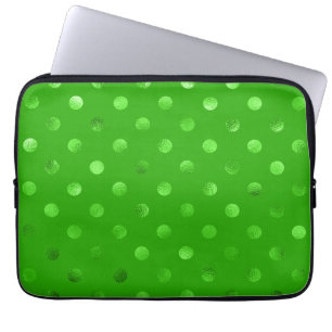 Grüne metallische Imitat Foil Polka Dot Hintergru Laptopschutzhülle
