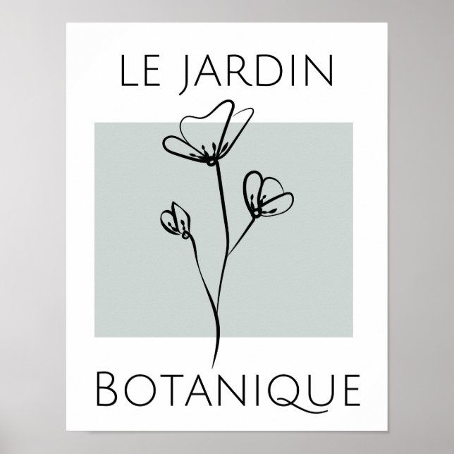 Grüne Minimalistische Blume Typografie Poster (Vorne)