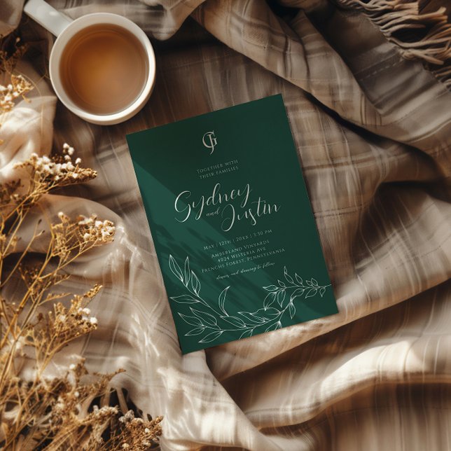 Grüne Minimalistische Herbsthochzeit Einladung (Von Creator hochgeladen)