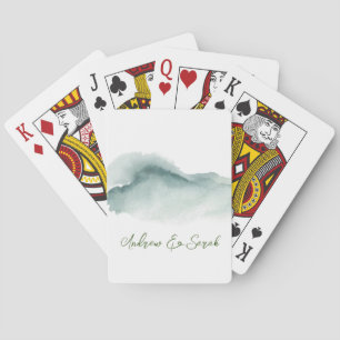 Grüne Minimalistische Hochzeitskarten Spielkarten