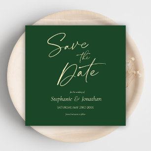 Grüne Minimalistische Moderne Elegante Hochzeit Save The Date