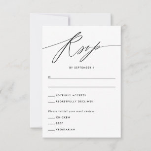 Grüne Minimalistische Schrift Antwortkarte RSVP Karte