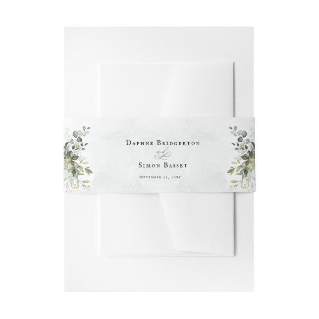 Grüne Minimalistische Script-Hochzeitseinladung Einladungsbanderole (Vorderseite Beispiel)