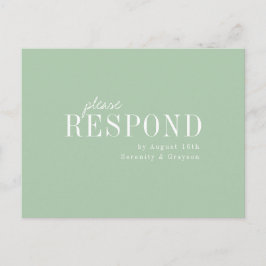 Grüne minimalistische typografische Hochzeit Einladungspostkarte