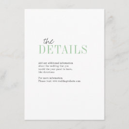 Grüne minimalistische typografische Hochzeitskarte Begleitkarte
