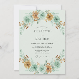 Grüne Minze Erdig Herbstliche Hochzeit Einladung