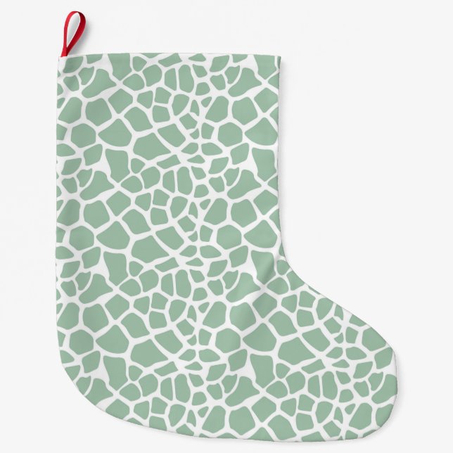 Grüne Minze Giraffe Print Großer Weihnachtsstrumpf (Vorderseite)