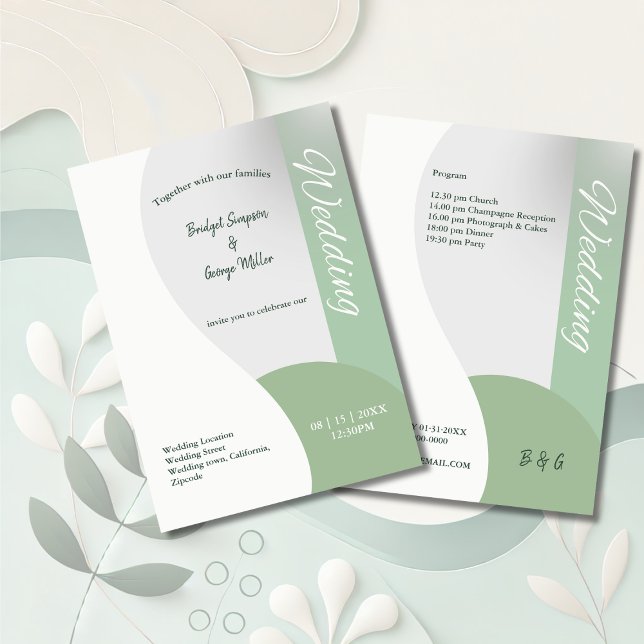 Grüne Minzetöne schlichte Hochzeit Einladung (Von Creator hochgeladen)