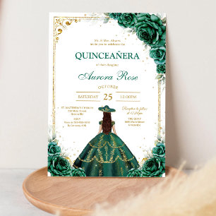 Grüne Mis Quince Quinceañera Geburtstagseinladung Einladung