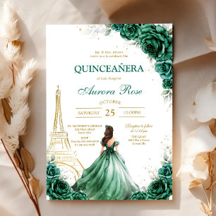 Grüne Mis Quince Quinceañera Geburtstagseinladung Einladung