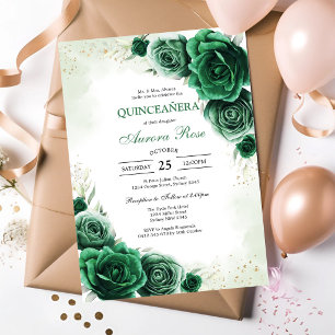 Grüne Mis Quince Quinceañera Geburtstagseinladung Einladung