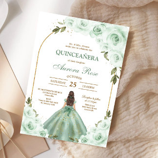 Grüne Mis Quince Quinceañera Geburtstagseinladung Einladung
