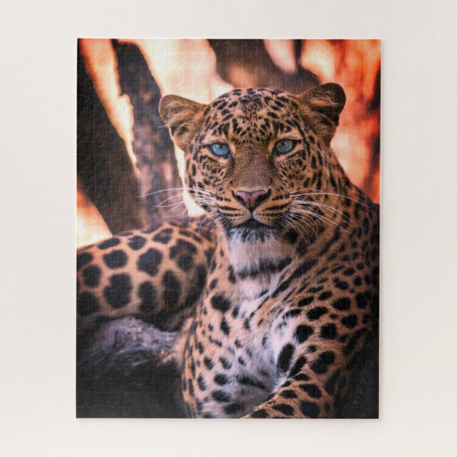 Grüne Mit Augen Cheetah Big Cat Wildlife Puzzle (Vertikal)