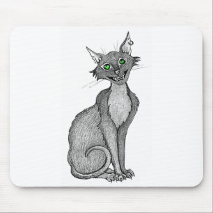 Grüne Mit Augen Creepy-Katze Mousepad
