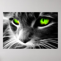 Grüne Mit Augen Katze Nah drucken