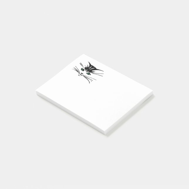 Grüne Mit Augen Katze Post-it Klebezettel (angewinkelt)