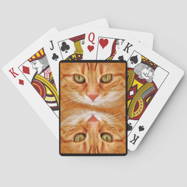 Grüne mit Augen orange Tiger-Katze Spielkarten (Rückseite)