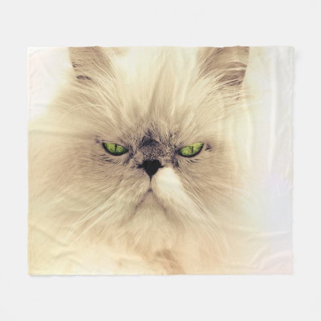 Grüne Mit Augen Perserkatze Fleecedecke (Vorderseite (Horizontal))