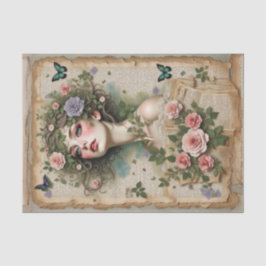 Grüne Mit Augen Schönheit mit Blume und Schmetterl Seidenpapier