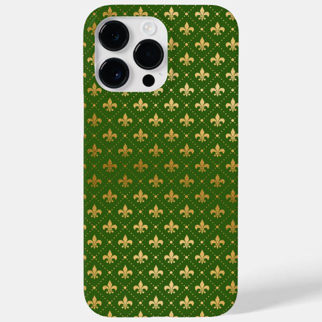 GRÜNE MIT GOLD FLEUR DI LIS PATTERN Case-Mate iPhone HÜLLE (Rückseite)