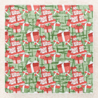 GRÜNE MIT ROTEN UND WEISSEN CHRISTMAS GLASUNTERSETZER