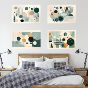 Grüne Mitte des Jahrhunderts Bilderwand Sets