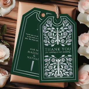 Grüne mittelalterliche silberne Schwert-Hochzeit D Geschenkanhänger