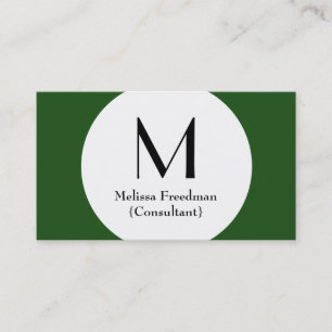 Grüne moderne Circle Custom Monogram Business Card Visitenkarte