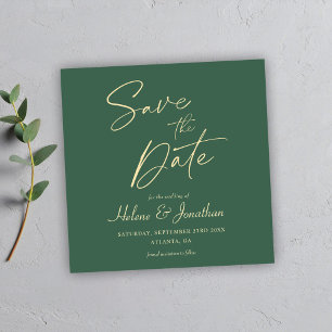 Grüne Moderne Elegante Minimalistische Hochzeit Save The Date