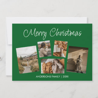 Grüne moderne Frohe Weihnachten Foto-Collage