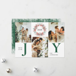 Grüne Moderne Heilige Berries 3 Foto Freude Weihna Feiertagskarte