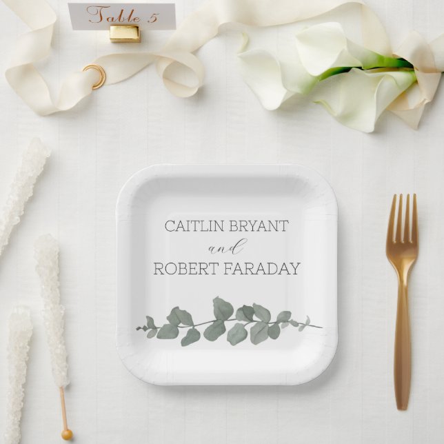 Grüne Moderne Hochzeit Pappteller (Hochzeit)