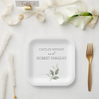 Grüne Moderne Hochzeit Pappteller