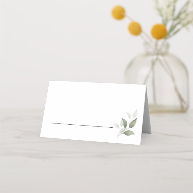 Grüne Moderne Hochzeit Platzkarte (Vorderseite)