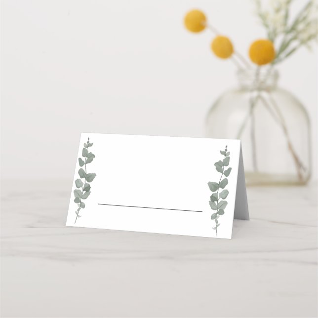 Grüne Moderne Hochzeit Platzkarte (Vorderseite)