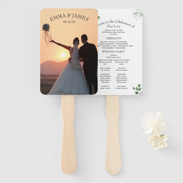 Grüne Moderne Hochzeitsveranstaltung Fächer (Vorne und Hinten)