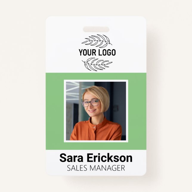 Grüne moderne ID Card Business Mitarbeiter QR Ausweis (Vorderseite)