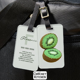 Grüne, moderne Minimal Crochet Kiwi Name Info Gepäckanhänger