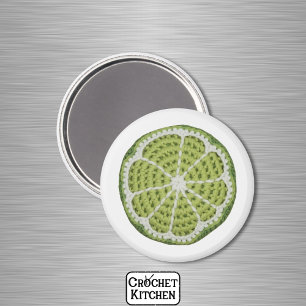 Grüne Moderne Minimal Frische Crochet Limone Slice Magnet