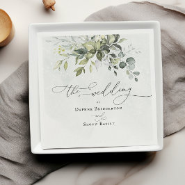Grüne Moderne Minimalistische Hochzeit Serviette
