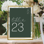 Grüne Moderne Monogramm-Hochzeit Tischnummer<br><div class="desc">Minimal grüne Hochzeitsstipps mit Ihren Initialen in der oberen rechten Ecke,  das Wort 'Tisch' in einem eleganten Script-Schriftart,  das ein Liebe-Herz enthält,  und die Zahl.</div>