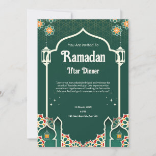 Grüne moderne Ramadan-Iftar-Party Einladung