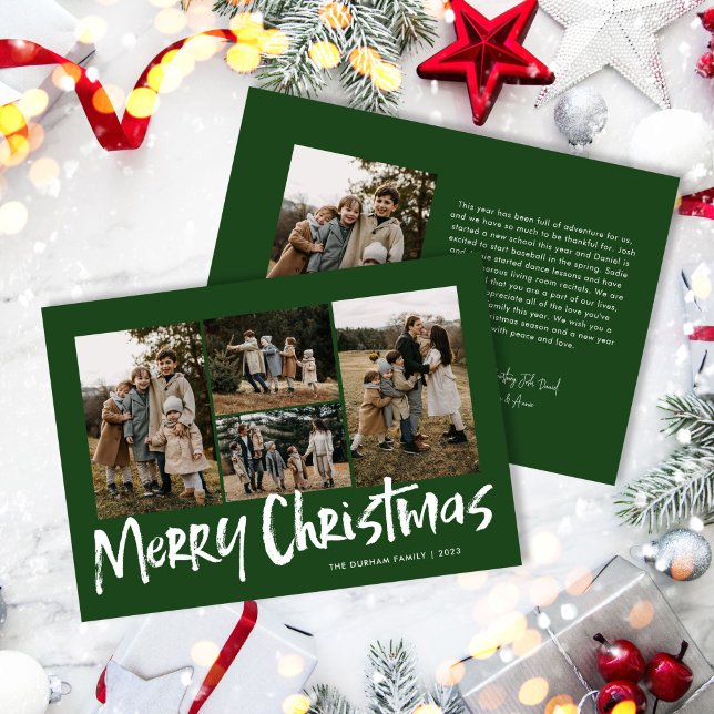 Grüne moderne Schrift Fünf Foto frohe Weihnachten (Von Creator hochgeladen)