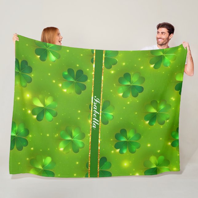 Grüne moderne St Patrick's Day Clover Collection Fleecedecke (Beispiel)