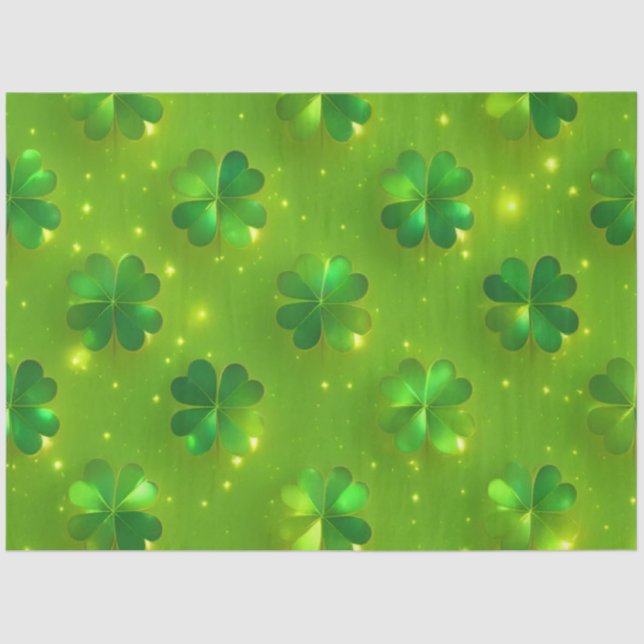 Grüne moderne St Patrick's Day Clover Collection Seidenpapier (Vorderseite)