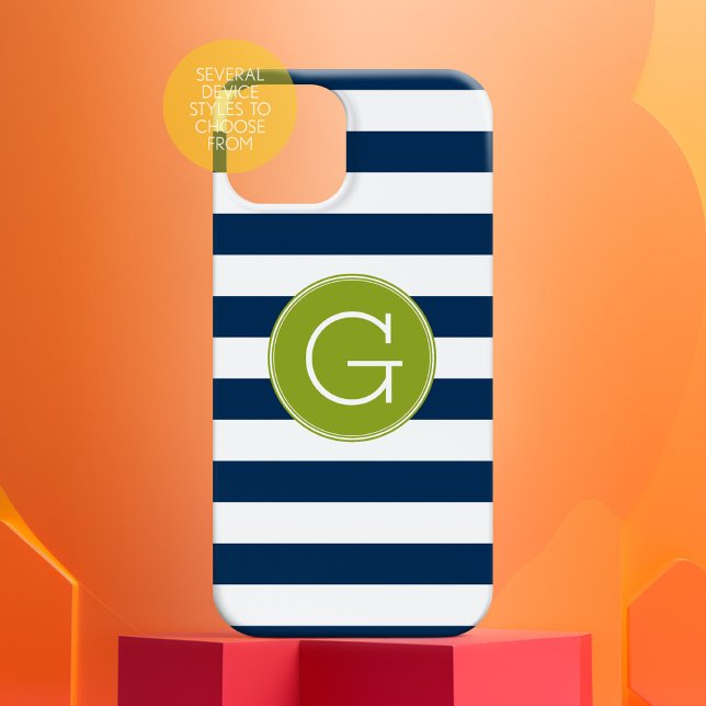 Grüne Monografie der Navy und White Striping Muste Case-Mate iPhone Hülle (Personalized Phone Case - Many Device Styles to Choose From)