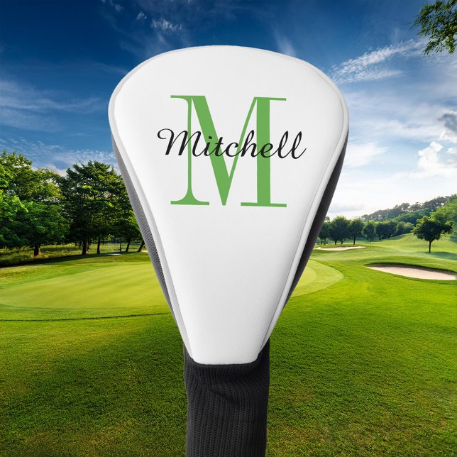 Grüne Monogramm, Initial und Name Personalisiert Golf Headcover (Von Creator hochgeladen)