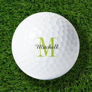 Grüne Monogramm, Initial und Name Personalisiert Golfball